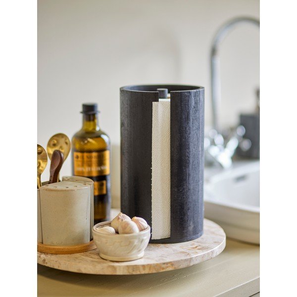 Suport orizontal pentru prosoape de bucătărie din hârtie negru din lemn ø 14,5 cm Celian – Bloomingville-image-1