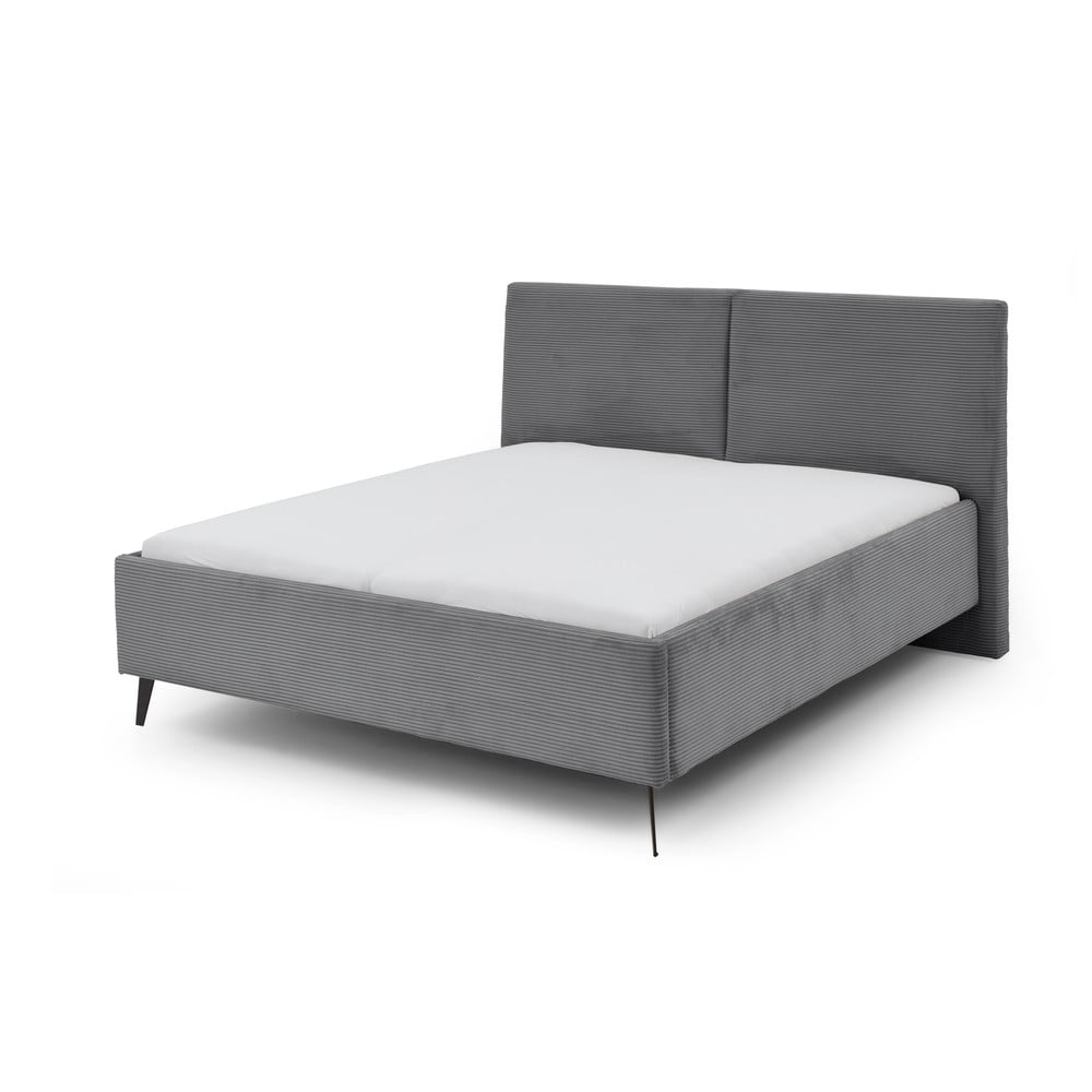 Pat matrimonial gri tapițat fără somieră 180x200 cm Lando – Meise Möbel
