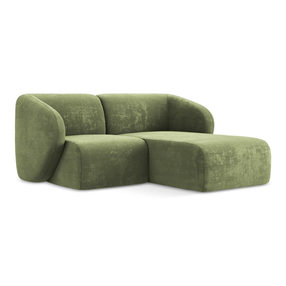 Colțar verde cu tapițerie din chenille (cu colț pe partea dreaptă/cu șezlong) Lani – Makamii