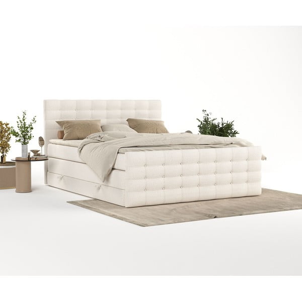 Pat boxspring crem cu spațiu de depozitare 200x200 cm Blend – Maison de Rêve-image-2