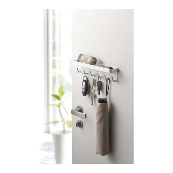 Cuier pentru chei cu raft YAMAZAKI Smart, alb-image-1