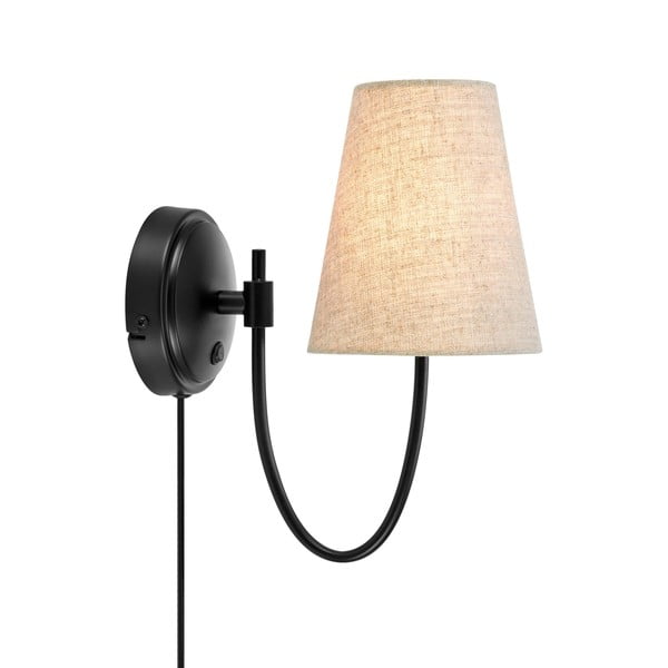 Aplică de perete neagră-bej cu alimentare la priză Amar – Markslöjd