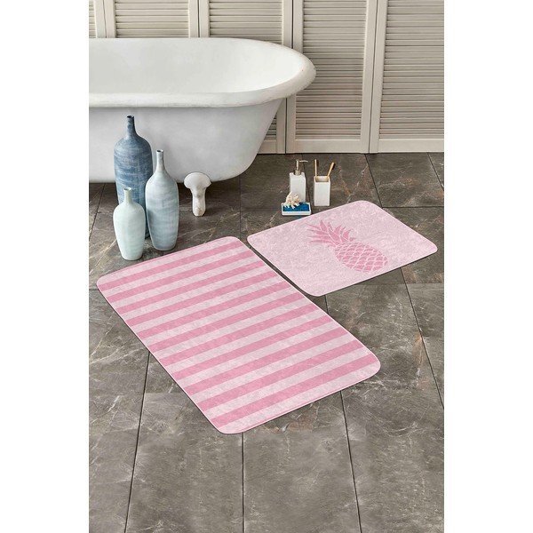 Covorașe de baie roz 2 buc. din catifea 60x100 cm – Mila Home-image-2