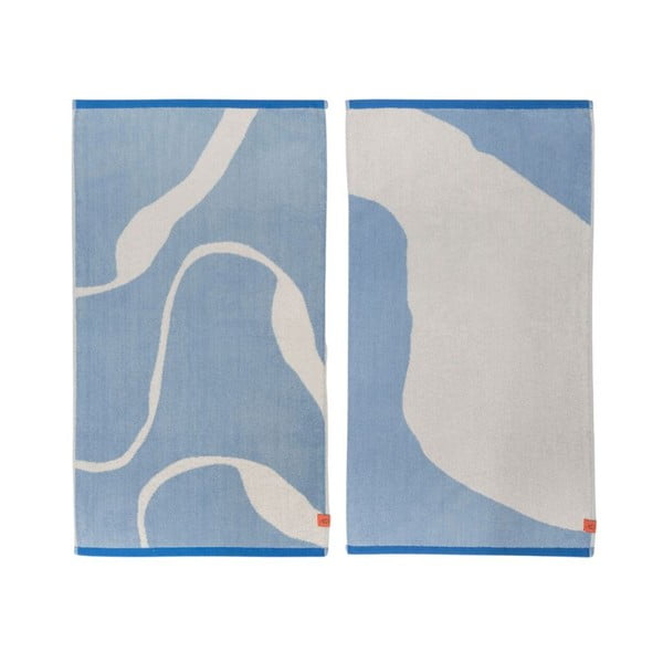 Prosoape albe/albastre 2 buc. din bumbac organic 50x90 cm Nova Arte – Mette Ditmer Denmark