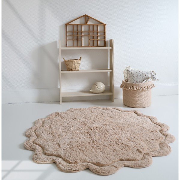 Covor roz deschis lavabil țesut manual rotund din bumbac ø 110 cm Sweet April Nude – Nattiot-image-1