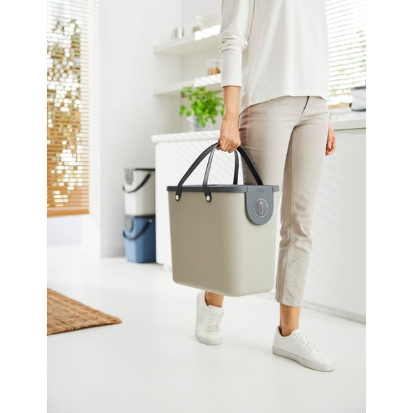 Coș de gunoi maro deschis de reciclat din plastic reciclat 25 l Albula – Rotho-image-1