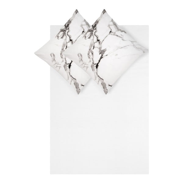Lenjerie de pat din bumbac percale Westwing Collection, 150 x 220 cm, alb