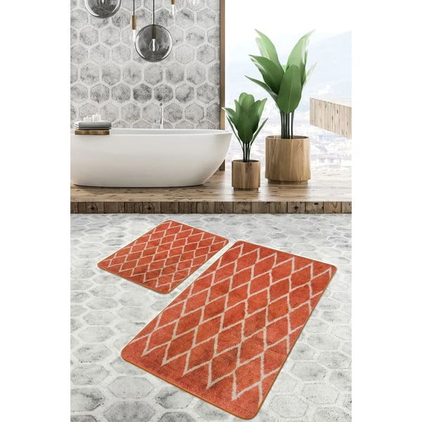 Covorașe de baie teracotă 2 buc. din catifea 60x100 cm – Mila Home-image-2