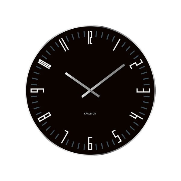 Ceas de perete Present Time XL Slim, negru
