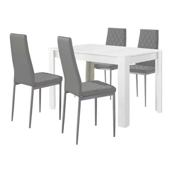 Set masă albă și 4 scaune gri Støraa Lori and Barak, 120 x 80 cm