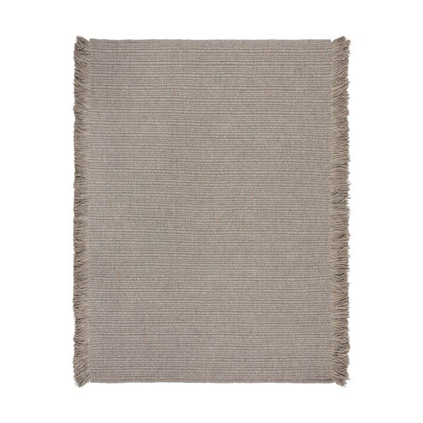 Covor gri țesut manual din amestesc de lână 200x290 cm Rene Fringed Ribbed – Flair Rugs