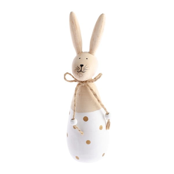 Decorațiune din lemn cu detalii albe Dakls Happy Easter Hare, înălțime 17 cm