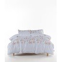 Lenjerie de pat albă din bumbac satinat pentru pat dublu, extinsă 240x220 cm Ivory Garden Floral – Mila Home Luxury