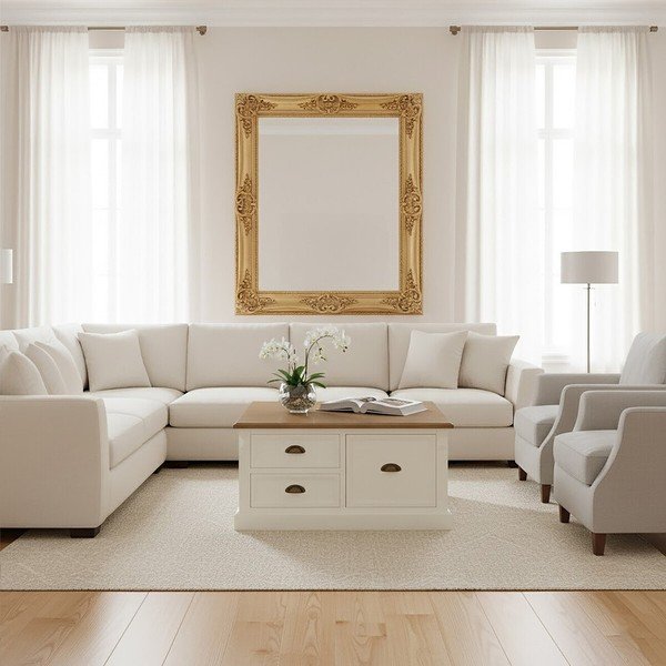 Măsuță de cafea albă cu aspect de lemn de brad 90x90 cm Hardwick – Premier Housewares-image-2