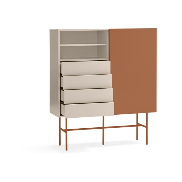 Comodă cărămizie-bej înaltă cu ușă glisantă 120x140 cm Nube – Teulat-image-4