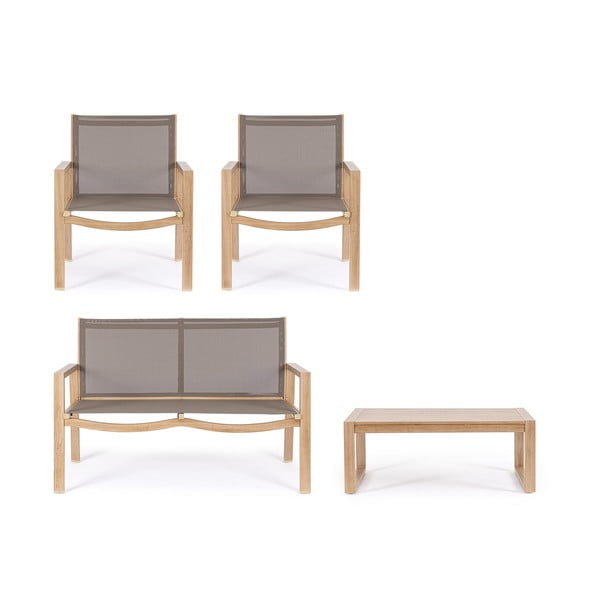 Set mobilier de grădină în culoare naturală din aluminiu pentru 4 persoane Kallen   – Bizzotto-image-4