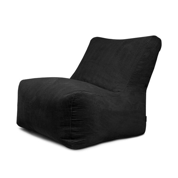 Fotoliu bean bag negru cu tapițerie din catifea reiată Seat 100 Lounge – SLOWDOWN