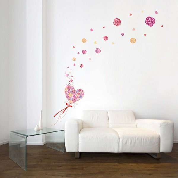 Autocolant  Ambiance Flying Hearts And Roses-image-1