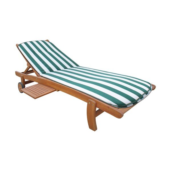 Pernă pentru scaun de grădină albă/verde pentru șezlong 60x192 cm Cardiff – Sun Garden