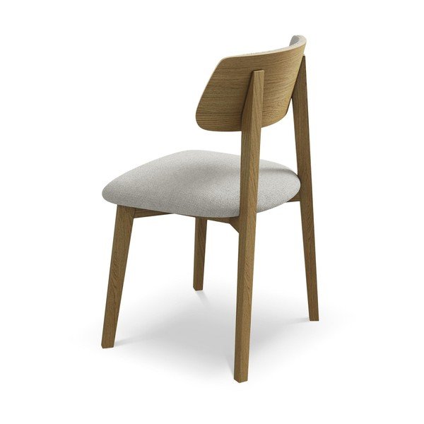 Scaun de dining gri deschis din lemn masiv Niu – Makamii-image-3