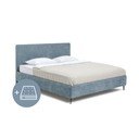 Pat dublu tapițat albastru cu saltea și somieră 180x200 cm Noira Slim - Bonami Selection