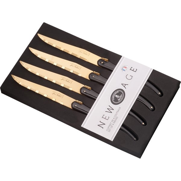 Set 4 cuțite pentru friptură Jean Dubost New Age Golden, auriu-negru
