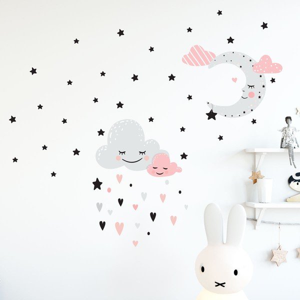 Autocolant Ambiance Moon And Clouds Love In The Stars, roz-image-3