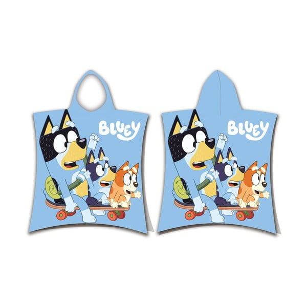 Poncho pentru copii de 3-8 ani, albastru, din bumbac Bluey Skate – Jerry Fabrics