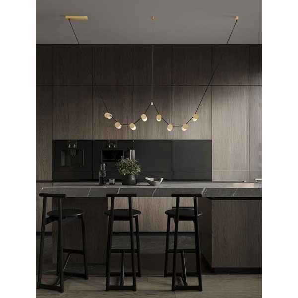 Lustră alămie LED cu intensitate reglabilă din aluminiu cu abajur din sticlă Luma – Nova Luce-image-1