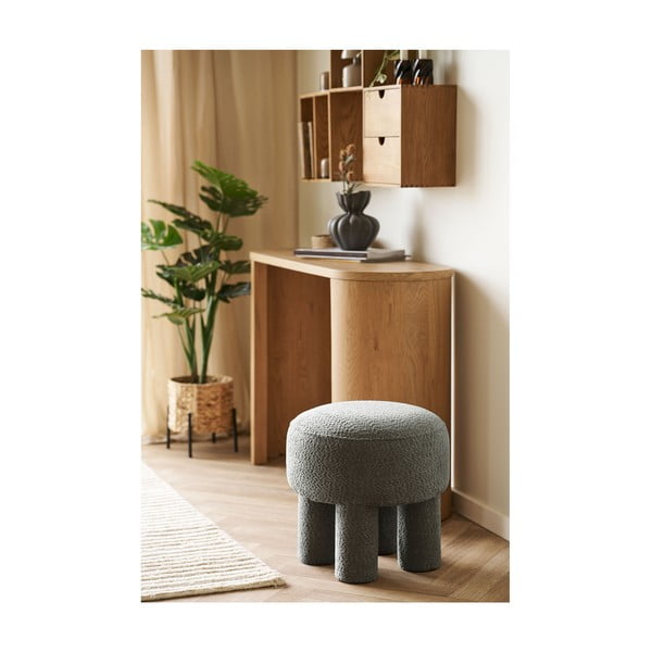 Taburet gri închis cu tapițerie din chenille Canberra – House Nordic-image-1