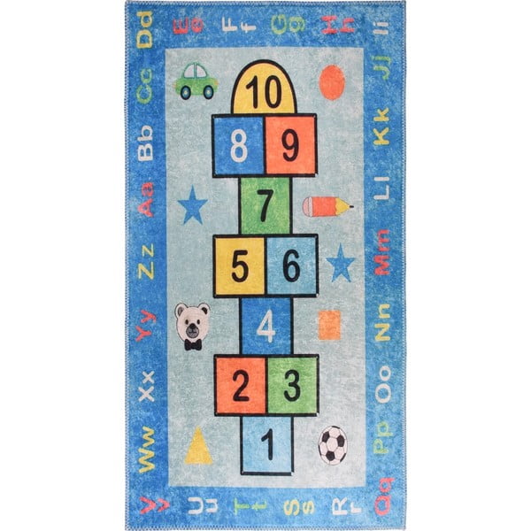 Covor de joacă pentru copii albastru lavabil 160x230 cm Hopscotch Blue – Vitaus
