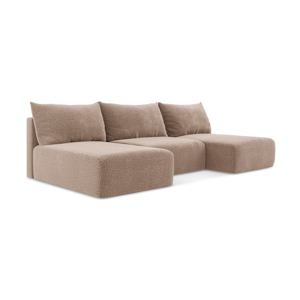 Colțar maro deschis extensibil/cu spațiu de depozitare Kalena – Makamii-image-2