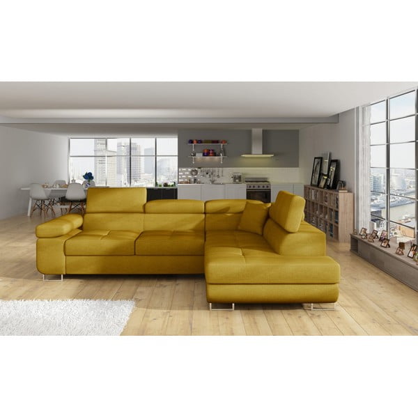 Colțar galben extensibil/cu spațiu de depozitare (cu colț pe partea dreaptă/în formă de ”L”) Anton – ELTAP-image-1