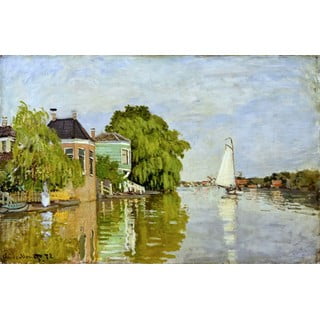 Reproducere pe pânză după Claude Monet - Houses on the Achterzaan, 90 x 60 cm