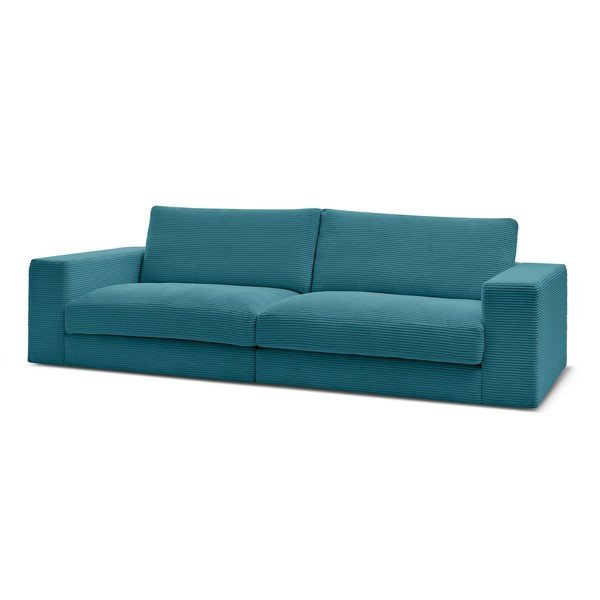 Canapea albastră cu tapițerie din catifea reiată  274 cm Leonard – Bobochic Paris-image-3
