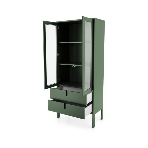 Vitrină Tenzo Uno, lățime 76 cm, verde închis-image-4