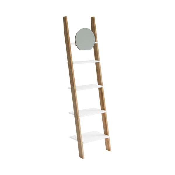 Etajeră cu suport din lemn și oglindă Ragaba Ashme Ladder, alb