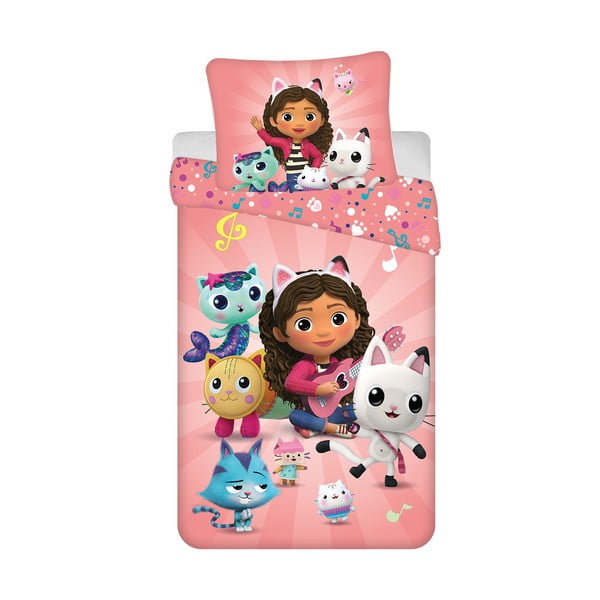 Lenjerie de pat pentru copii din bumbac pentru pat de o persoană 140x200 cm Gabby's Dollhouse – Jerry Fabrics