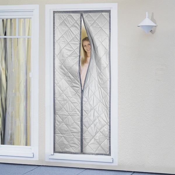 Draperie gri/argintie termoizolantă 80x200 cm cu prindere la ușă – Maximex-image-2