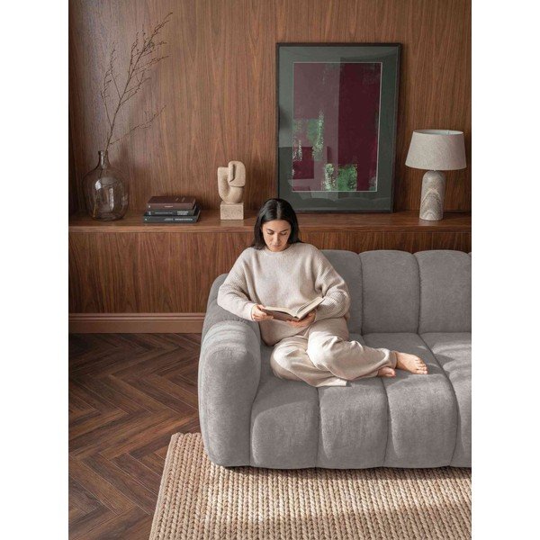 Colțar gri extensibil cu tapițerie din chenille (cu colț pe partea stângă) Michell – Miuform-image-3