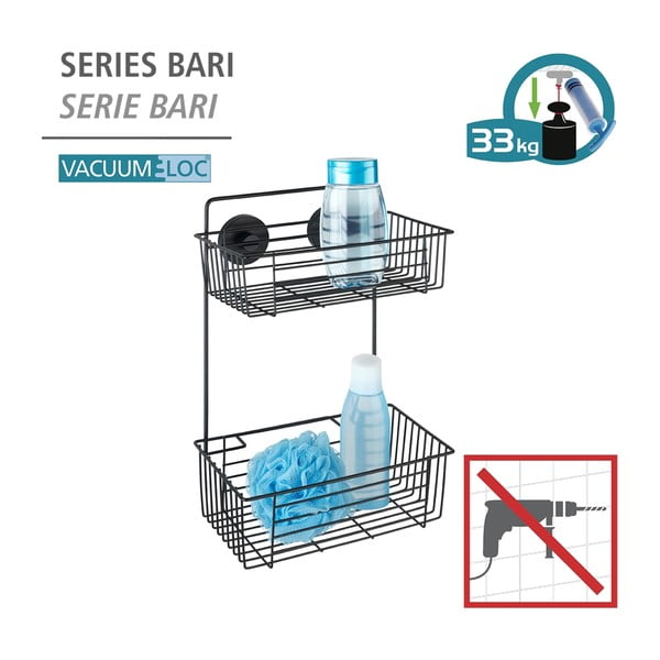 Raft dublu de perete pentru baie Wenko Vacuum-Loc® Pavia, negru-image-4