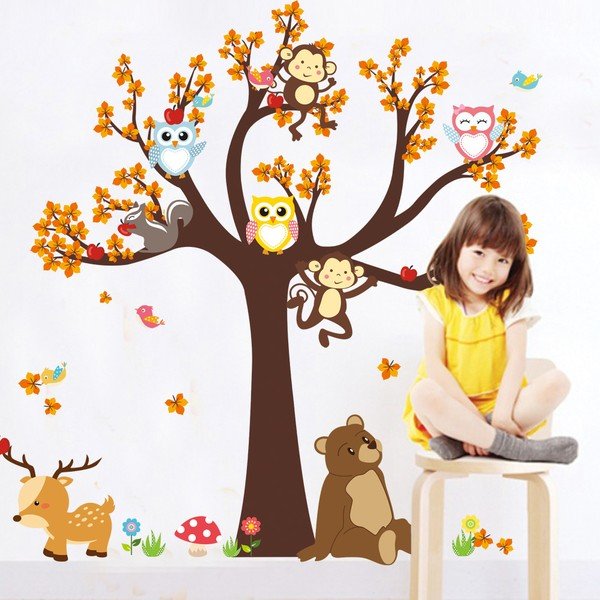 Autocolant pentru camera copiilor Ambiance Tree with Animals-image-3