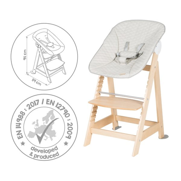 Scaun de masă pentru bebe bej/în culoare naturală Born Up 2in1 Luxe – Roba-image-3