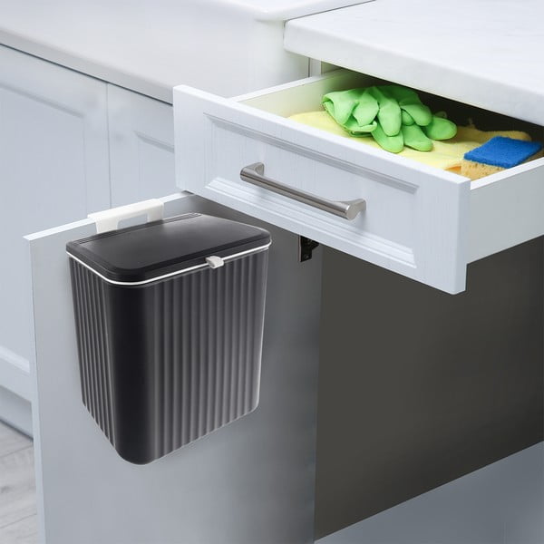 Coș de gunoi negru din plastic 13 l – Orion-image-1