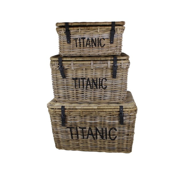 Set 3 cutii din ratan koboo HSM Collection Titanic