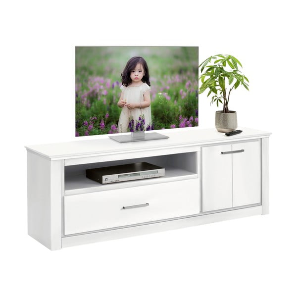 Masă TV albă din lemn masiv de pin 160x55 cm Celia - Støraa-image-2