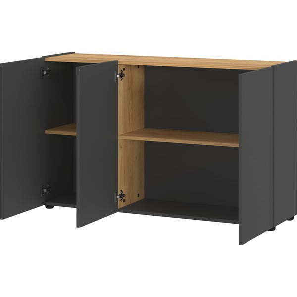 Dulap gri antracit cu aspect de lemn de stejar 120x76x34 cm Adrano – Germania-image-2