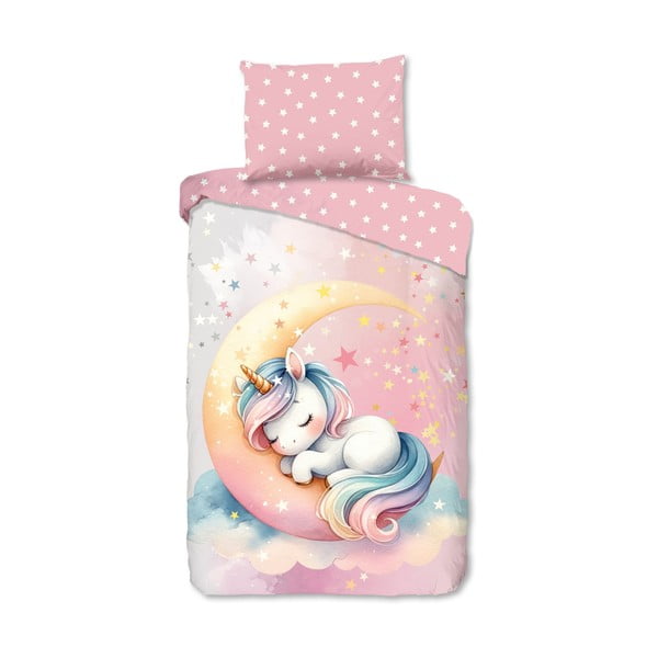 Lenjerie de pat pentru copii roz din bumbac pentru pat de o persoană 140x200 cm Molly – Good Morning