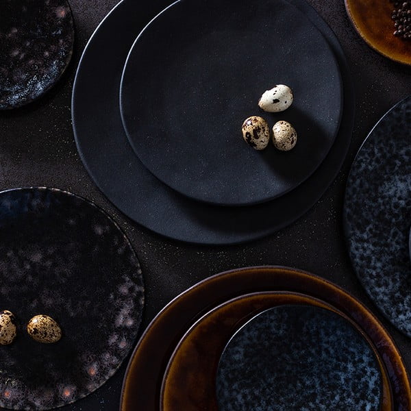 Farfurie neagră/gri pentru desert  din gresie ø 22 cm Roda – Costa Nova-image-1