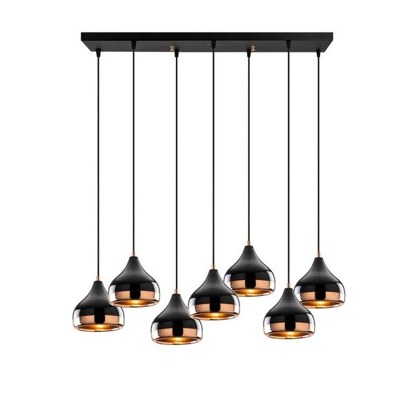 Lustră neagră/arămie cu abajur din metal Yildo – Opviq lights-image-2